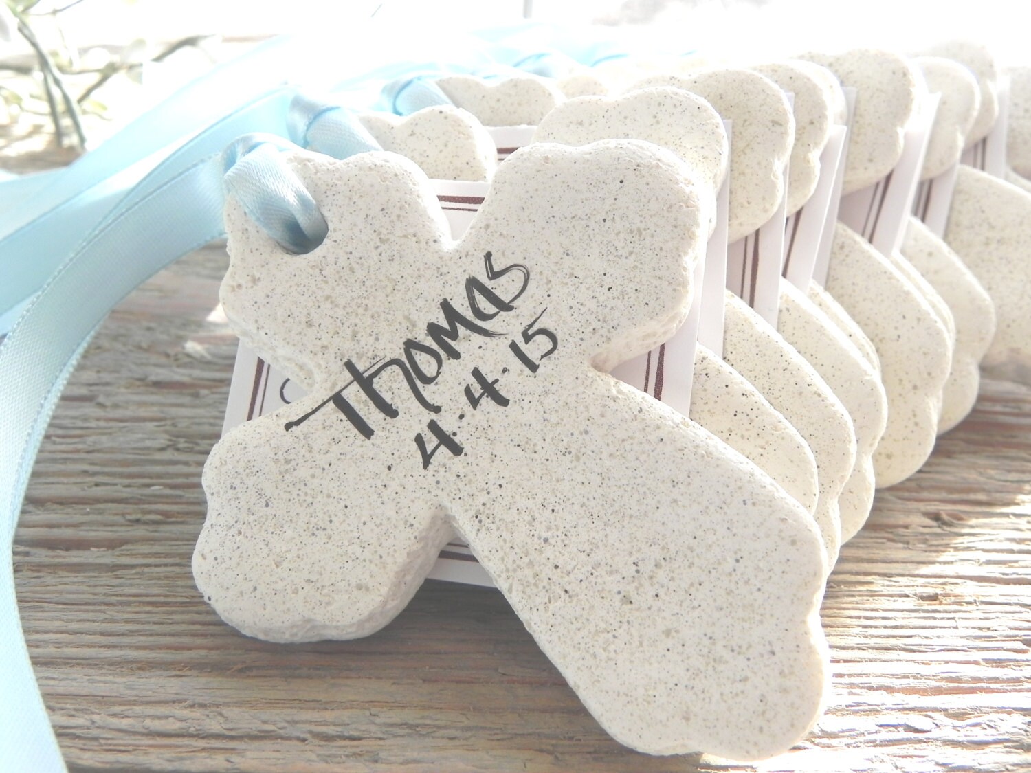 Personalized Baptism Favors Set of 10 Cross Salt Dough