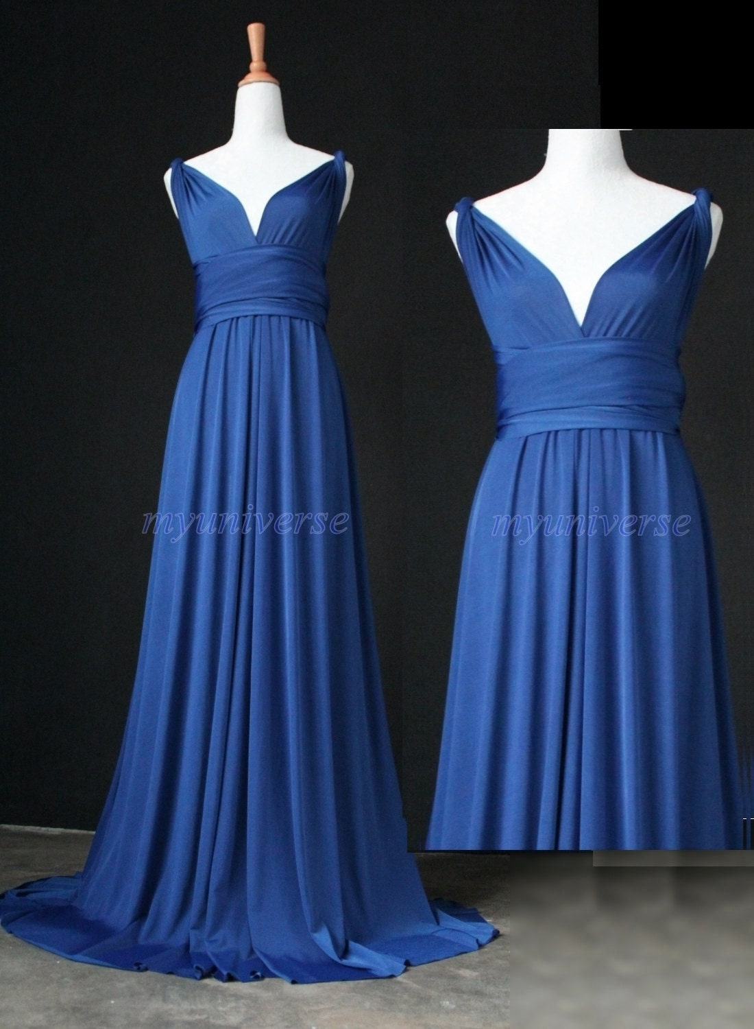 Cobalt Blue Bridesmaid Dress Infinity Dress Wrap Formal Dress