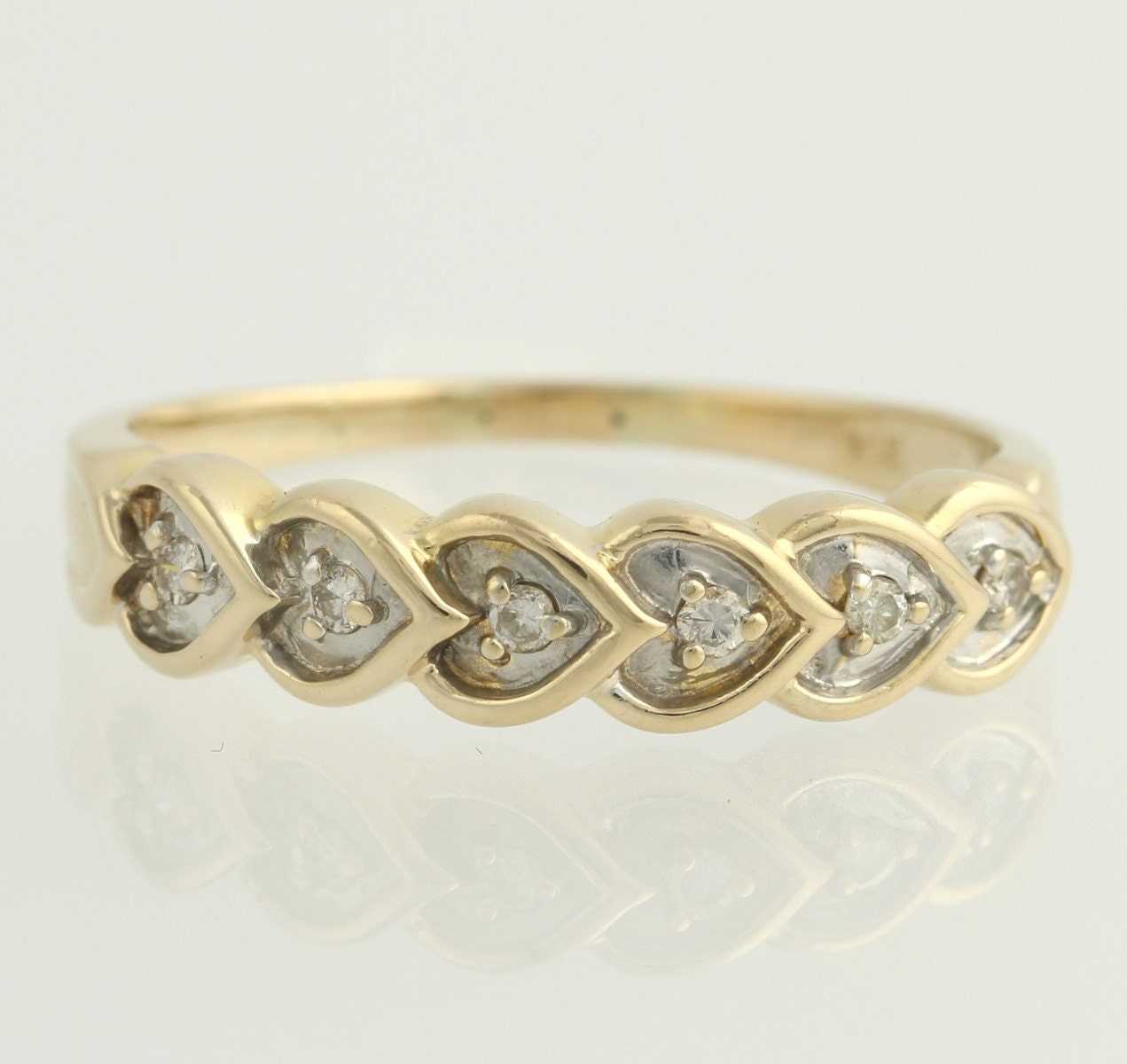 Diamond Anniversary Band Ring – 14k Yellow & White Gold Wedding Genuine ...