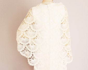 Ivory Bridesmaid gift ,crochet shawl scarf, Wedding gift , CHOOSE A COLOR