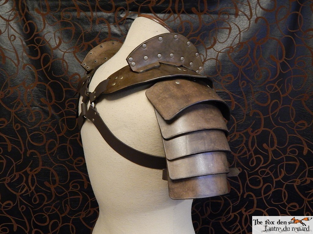 Gladiator hardened leather double shoulder armor spartacus