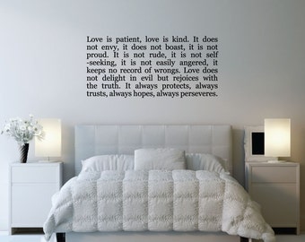 Wall Safe Vinyl Decal Love is Patient Love is Kind Vinyl Lettering Custom Personalized Stickers Removable Adhesive