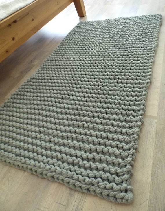 Chunky Hand Knitted Rope Cord Rug Rectangular Big Stich Soft