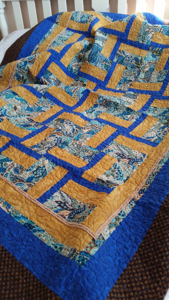 items-similar-to-beautiful-high-quality-quilted-blue-and-gold-pinwheel-lap-quilt-with-chenille