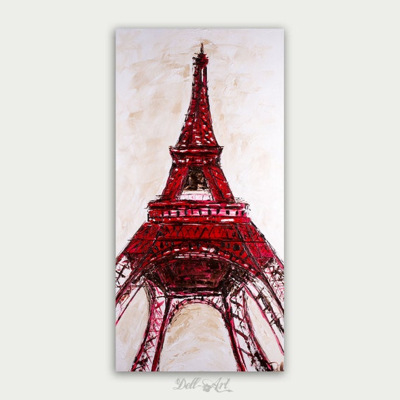 Abstract Eiffel Tower Oil Painting Original Paris Art