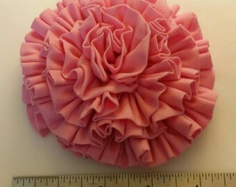 Pink cotton ruffle hair bow