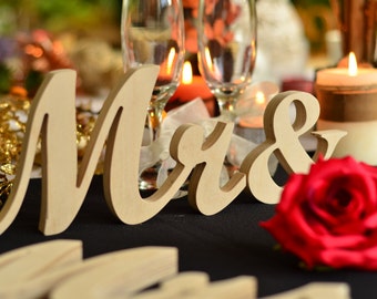 Mr. and. Mrs.. sign set. Wedding signs Mr Mrs. Sweetheart table decor wooden signs. Wooden letters for wedding table. Top table sign..