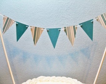 Teal Cake Topper Banner, Stripes and Solids