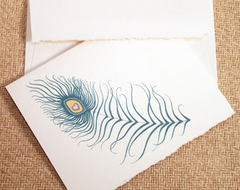 Peacock Feather, Greeting Card - Heart Peacock Feather - Spread a lil' love with this special card.