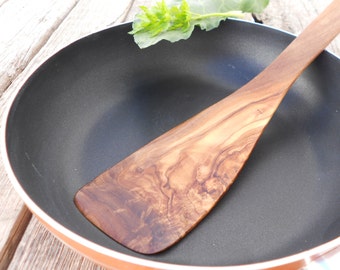 Olive Wood Medium Spatula 12 Inch / Wooden Cooking Kitchen Spatula / Cooking Spoon Utensil
