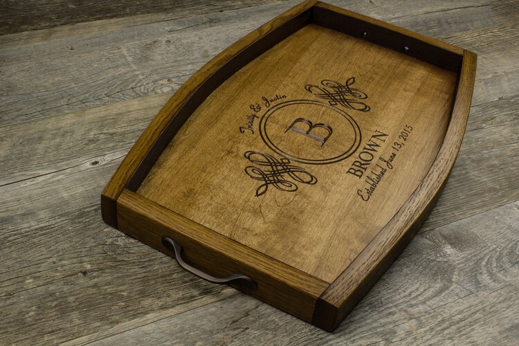 Personalized Wine Barrel Serving Tray by RockCreekFurnitureCo