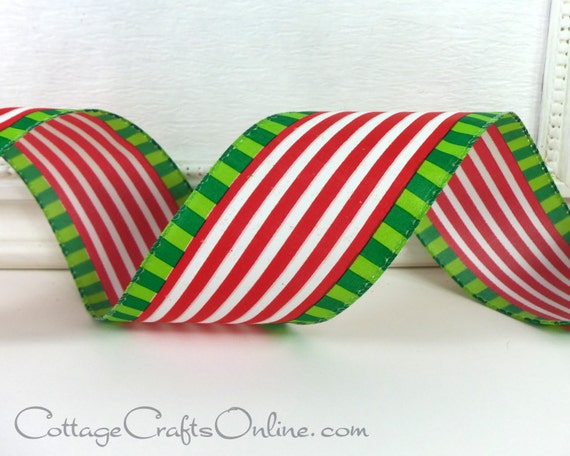 christmas wired ribbon 2 1 2 red white stripe lime christmas wired ribbon 2 1 2 red white stripe lime