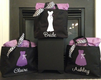 9 Personalized Bride and/or Bridesmaid Tote Bags