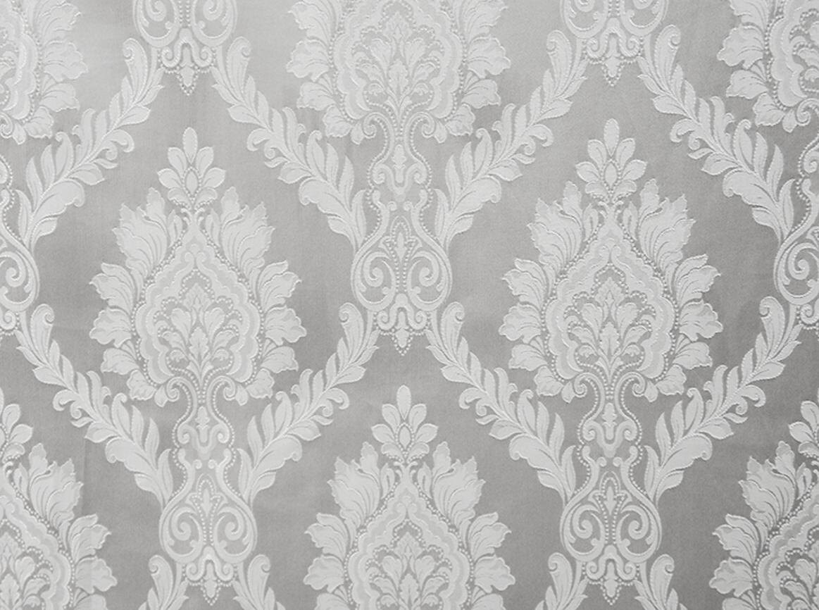 Castleford 101 Grey Damask Jacquard drapery fabric by the yard