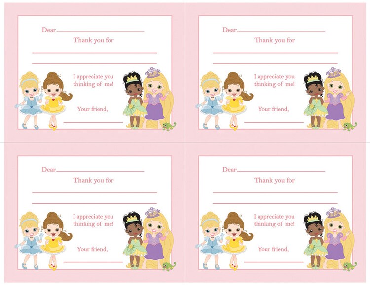Fill In the Blank Thank You Notes Disney Princess by greyink