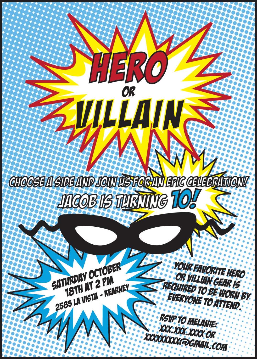 Superhero Party Invite Digital File