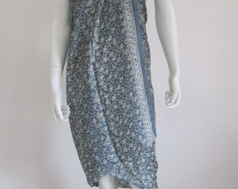 Silk Batik Sarong - Teal Miniature Petals