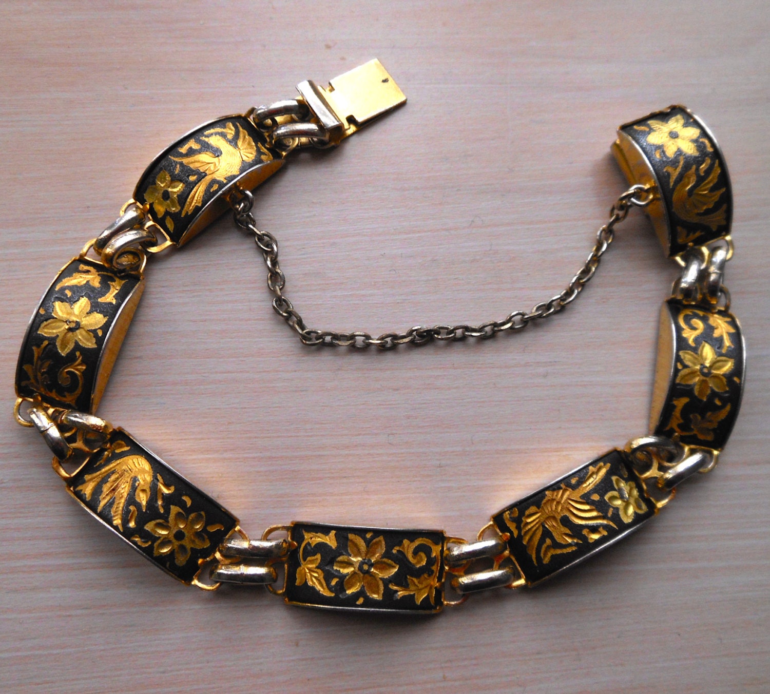 Bracelet of DAMASCENE style by RedRadishStudio on Etsy