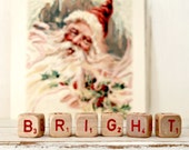 Vintage Letter Cubes BRIGHT Christmas