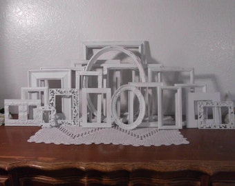 White Shabby Chic Frame Set Picture Photo Beach Cottage French Country Southern Farmhouse Home Decor Rustic Country Wedding Decoration Large