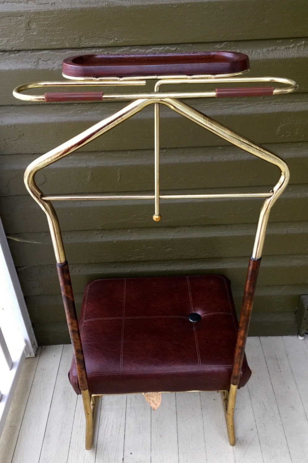 Vintage Mens Valet Butler Dressing chair Suit stand brass