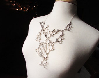 Twig Necklace, Silver twig necklace, branch necklace, twig jewelry