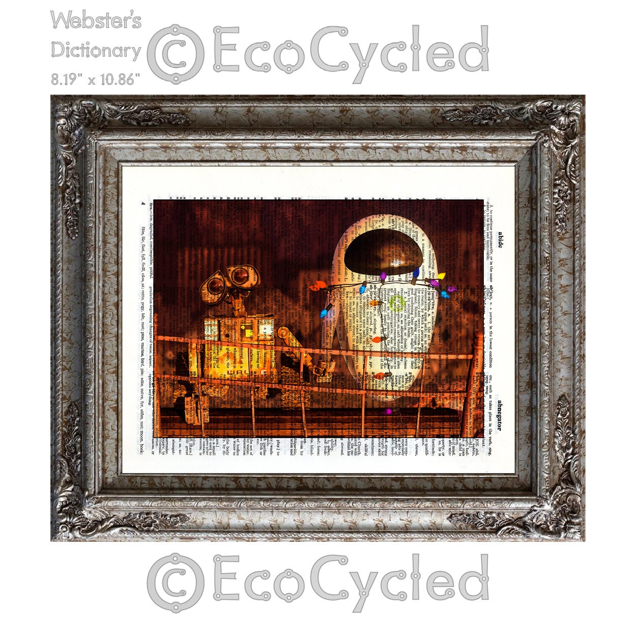 Wall-E & Eve 5 with Christmas Lights on Vintage Upcycled