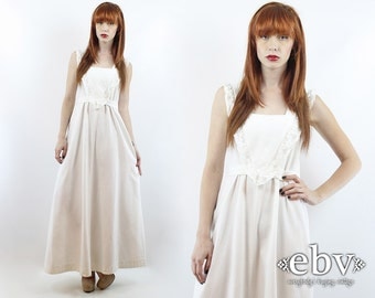 Hippy Wedding Dress Boho Wedding Dress White Maxi Dress White Hippie Dress Crochet Dress Lace Dress Vintage 70s White Hippie Wedding Dress S
