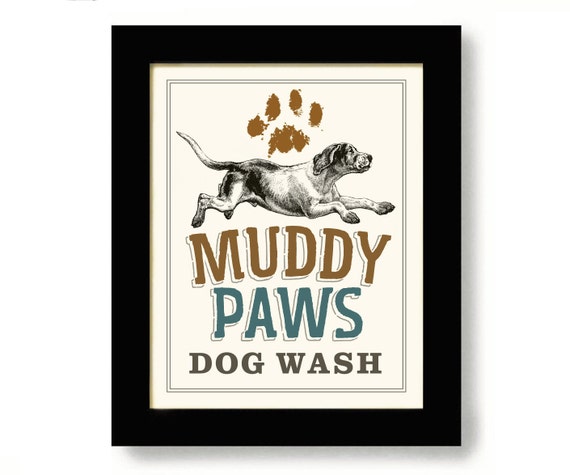 Laundry Room Decor Dog Art Bathroom Art Dog Paw Print Washing