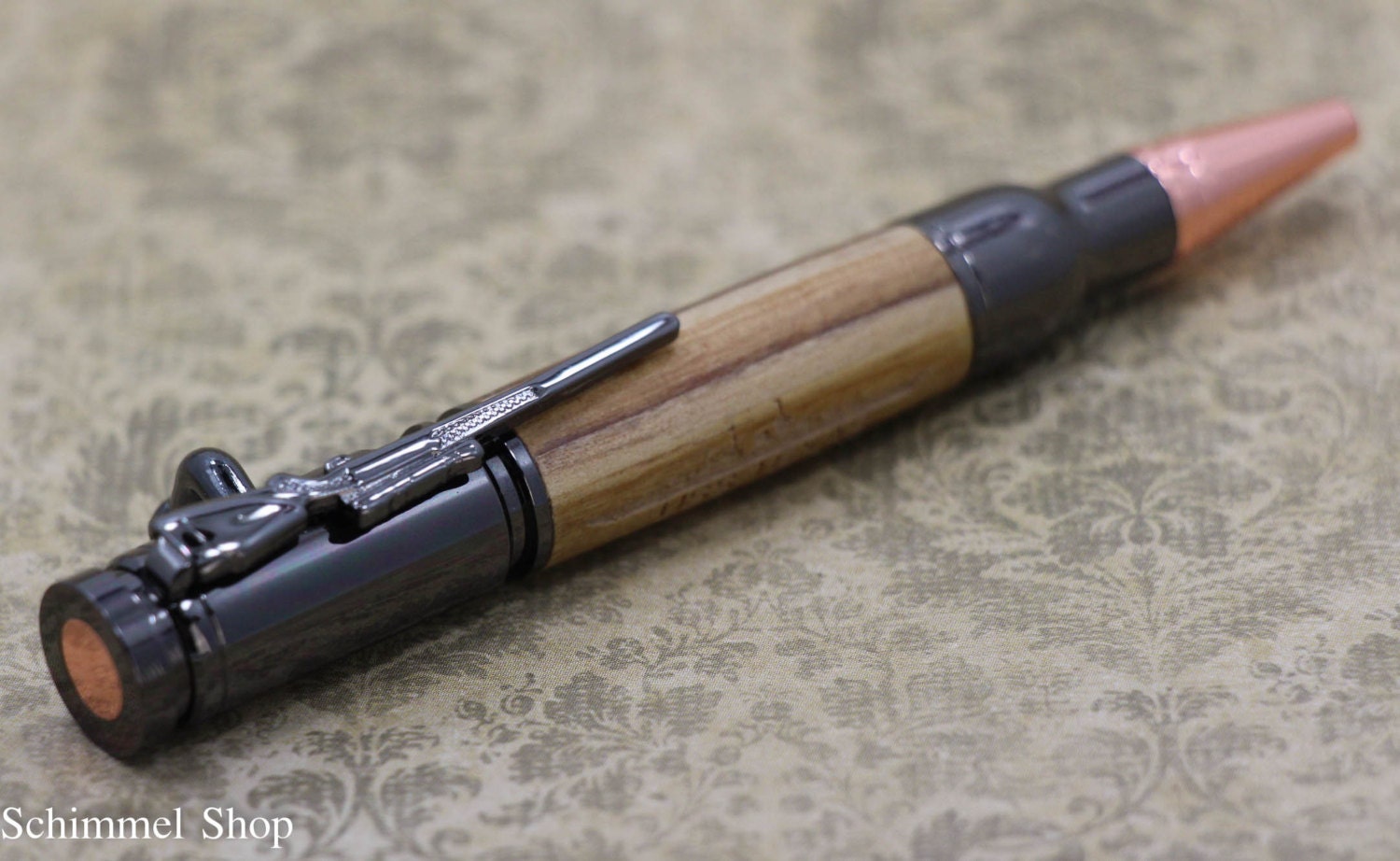 Handmade Schimmel Pen, Mini Bolt Action Bullet Pen, Gun with
