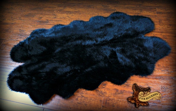 Sheepskin Accent Rug Quatro 4 pelt Design Shaggy Faux Fur