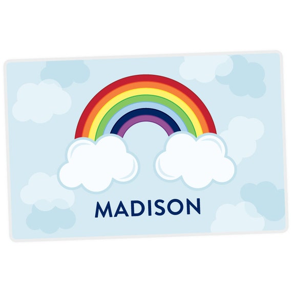 Rainbow Personalized Placemat - Personalized Placemat for Girl - Custom Kids Placemat - laminated, double-sided Il_570xn