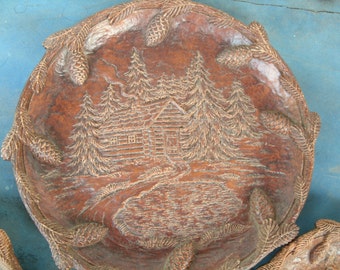 SALE Vintage Orna Wood 3 Piece Dish Set