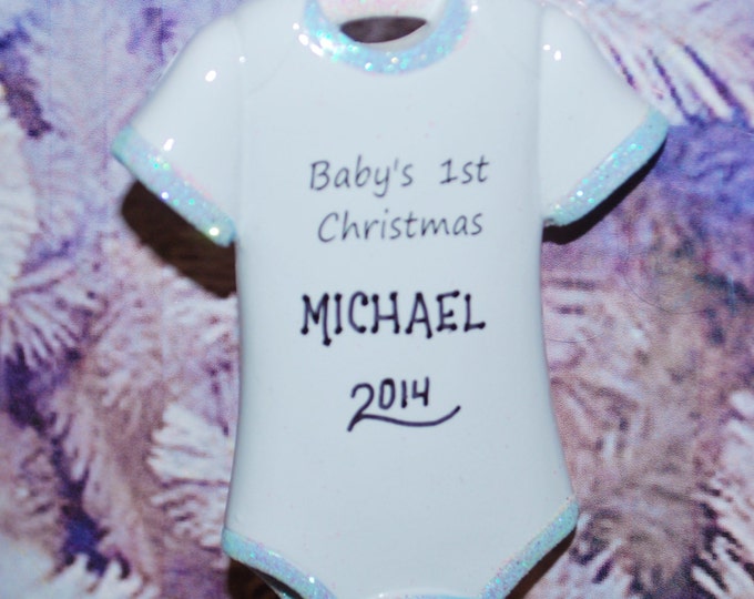 Personalized Baby Boy Onesie First Christmas Onesie Ornament