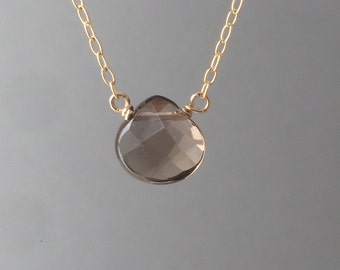 Brown Smoky Quartz Necklace available in gold, rose gold, or silver