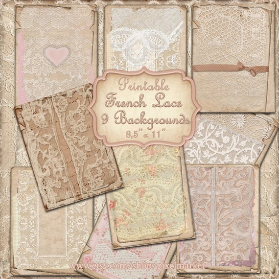 DIGITAL LACE PAPERS 85x11 Scrapbooking Printable Download