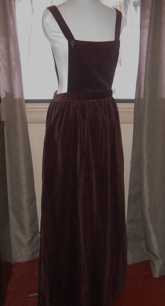 Vintage Long Maxi Skirt Bib Top Jumper Chocolate by Emmetswyfe