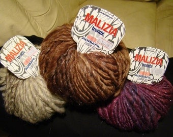 Adriafil Malizia chunky thin-thick wool sparkle knitting yarn - SALE - only 3.99 USD
