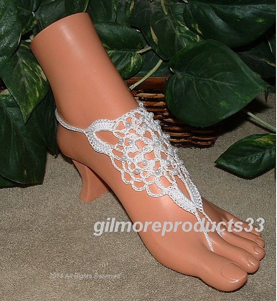 Pair White Pearl Barefoot Sandals Foot by ABarefootSandalsShop