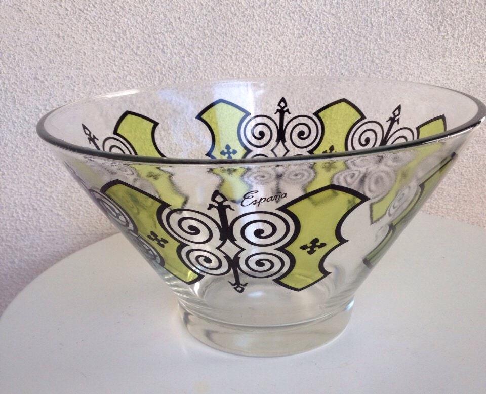 Vintage Espana Large glass salad bowl in modern spanish design