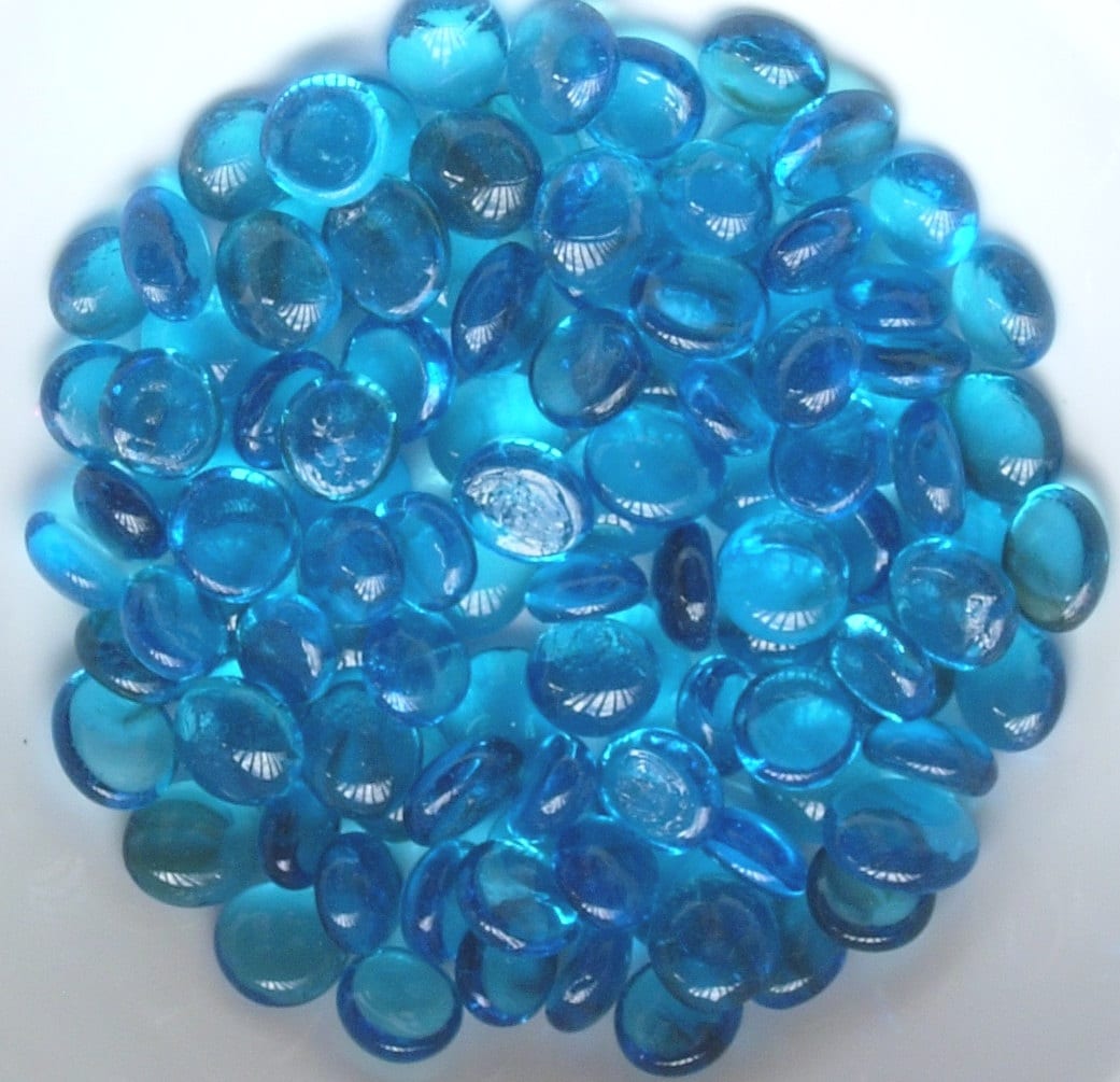 Ocean Blue Glass Gems Vase Filler Flat Back 14 ounce bag