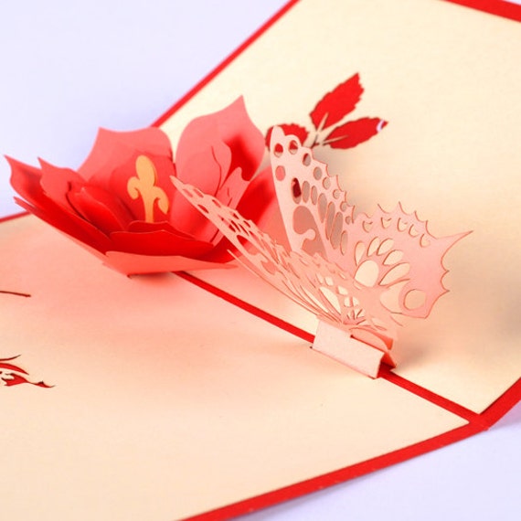 Elegant 10 Pop Up Card Flower And Butterfly