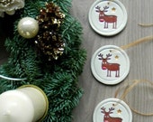Ceramic Christmas Tree Deer Ornaments Rudolf Holiday Pottery Raindeer  Winter Home Decoration Gift Set of 3