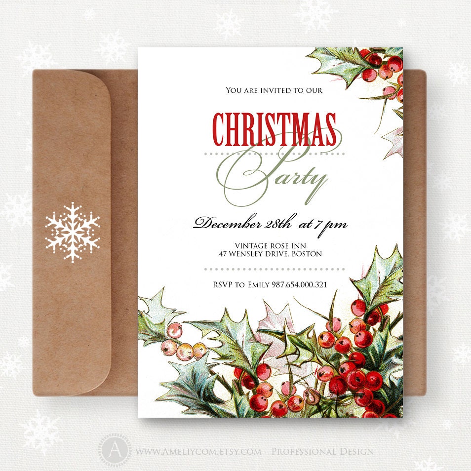 Printable Christmas Invitations Editable Invites Xmas Party