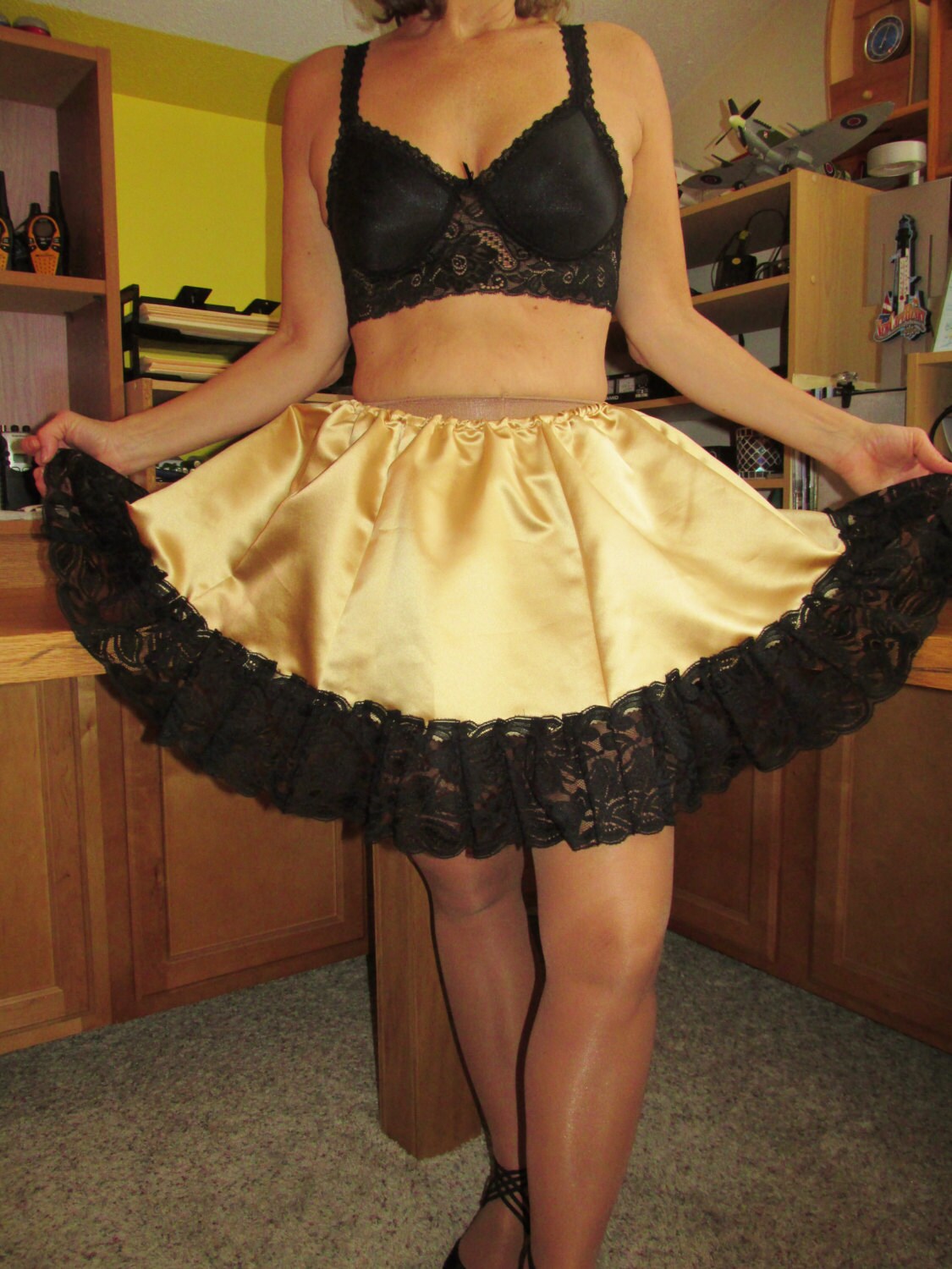 gold silk slip