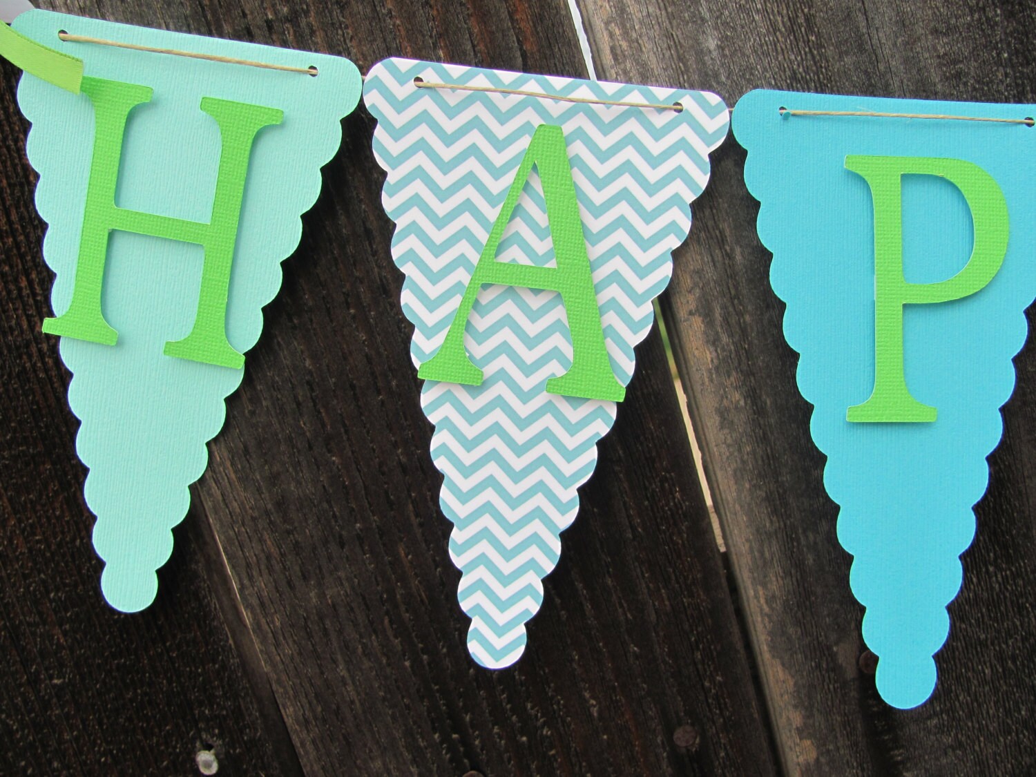 Turquoise Teal Lime Green Happy Birthday by twogirlspaperdesign