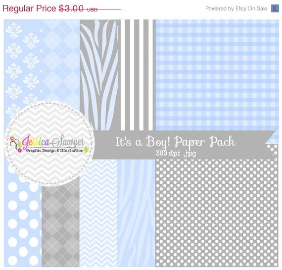 50% OFF- INSTANT DOWNLOAD, baby boy digital paper - 12'' x 12'' - commercial use - personal use - scrapbook - printable paper - invitation Il_570xn