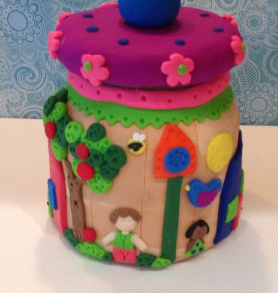 Items similar to Polymer clay decorative jar, polymer clay art jar