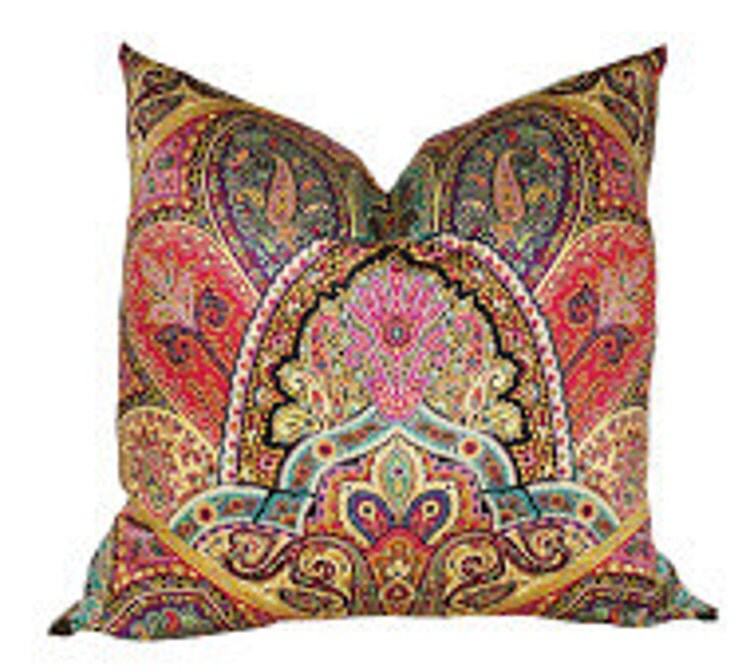 16 x 16 Modern Paisley Pillow Burgundy Turquoise by MotifPillows