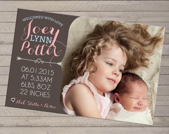 Print-yourself Photo Birth Announcement - For Baby Boy or Girl